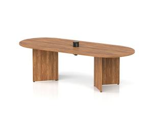 Impulse Volta 2400mm Boardroom Table With Black Pop-up Power Module Walnut Top Arrowhead Leg