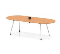 Impulse Volta 2400mm Boardroom Table With Pop-up Power Module With Silver Leg Frame Beech Top
