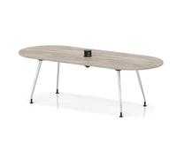 Impulse Volta 2400mm Boardroom Table With Pop-up Power Module With Silver Leg Frame Grey Oak Top