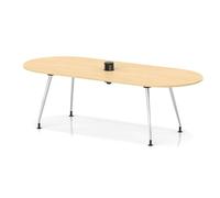 Impulse Volta 2400mm Boardroom Table With Pop-up Power Module With Silver Leg Frame Maple Top