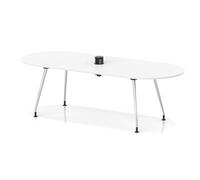 Impulse Volta 2400mm Boardroom Table With Pop-up Power Module With Silver Leg Frame White Top