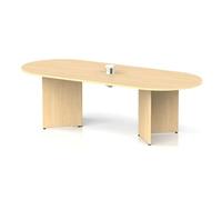 Impulse Volta 2400mm Boardroom Table With White Pop-up Power Module Maple Top Arrowhead Leg