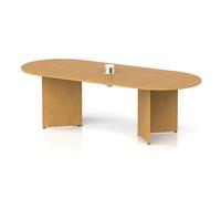 Impulse Volta 2400mm Boardroom Table With White Pop-up Power Module Oak Top Arrowhead Leg