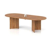 Impulse Volta 2400mm Boardroom Table With White Pop-up Power Module Walnut Top Arrowhead Leg