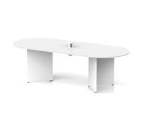 Impulse Volta 2400mm Boardroom Table With White Pop-up Power Module White Top Arrowhead Leg