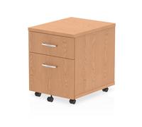impulse wooden 2 drawers mobile pedestal in oak