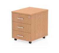 impulse wooden 3 drawers mobile pedestal in oak