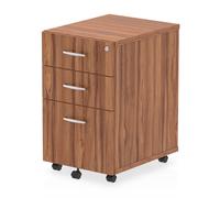 impulse wooden 3 drawers office pedestal cabinet in walnut