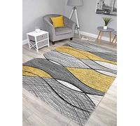 Impulse Yellow Wave Thick Quality Modern Carved Rugs Runner Small Extra Large Soft (67cm x 120cm)