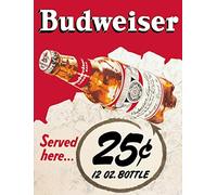 Impulsfoto Novelty Retro Vintage Wall tin Plaque 20x15cm - Ideal for Pub shed Bar Office Man Cave Home Bedroom Dining Room Kitchen Gift - Budweiser Bud Beer Lager Bottle - Decorative Sign