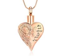 Imrsanl Cremation Jewelry for Ashes Butterfly Heart Urn Necklaces for Women Keepsake Memorial Necklace Pendent for Human Ashes, Stainless Steel, No Gemstone