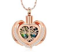 Imrsanl Cremation Jewelry for Ashes Necklace Stainless Steel Tree of Life Heart Urn Necklaces for Women Memorial Keepsake Jewelry, Stainless Steel, No Gemstone