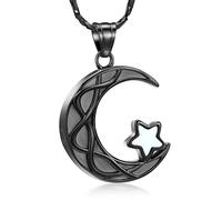 Imrsanl Cremation Jewelry Urn Necklace for Ashes for Men Women Star Moon Ash Pendant Keepsake Memorial Lockets Jewelry for Loved Ones, Stainless Steel, stainless steel