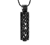 Imrsanl Cremation Urn Pendant Necklace with Hollow Cylinder Vial Keepsake Urn Cremation Jewelry Memorial Lockets for Ashes for Women Men, Metal, stainless-steel