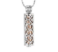 Imrsanl Cremation Urn Pendant Necklace with Hollow Cylinder Vial Keepsake Urn Cremation Jewelry Memorial Lockets for Ashes for Women Men, Metal, stainless-steel