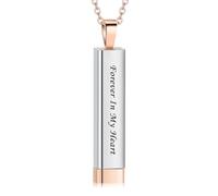 Imrsanl Forever In My Heart Urn Necklaces for Ashes for Women Men Cremation Jewelry Stainess Steel Bar Memorial Locket Pendant Loved Ones Funeral Keepsake, Stainless Steel, No Gemstone