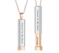 Imrsanl Forever In My Heart Urn Necklaces for Ashes for Women Men Cremation Jewelry Stainess Steel Bar Memorial Locket Pendant Loved Ones Funeral Keepsake, Stainless Steel, No Gemstone