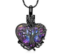 Imrsanl Heart Tree of Life Urn Necklace Cremation Jewelry for Men Women Keepsake Memorial Ash Jewelry Gifts Urn Pendant, Copper, No Gemstone