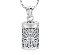 Imrsanl Hollow Butterfly Cage Cremation Jewelry Cylinder Urn Necklace for Ashes Memorial Locket Pendant Loved Ones Funeral Keepsake for Women Men, Stainless Steel, No Gemstone