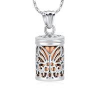 Imrsanl Hollow Butterfly Cage Cremation Jewelry Cylinder Urn Necklace for Ashes Memorial Locket Pendant Loved Ones Funeral Keepsake for Women Men, Stainless Steel, No Gemstone