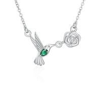 Imrsanl Hummingbird Cremation Jewelry Rose Flower Urn Necklaces for Ashes for Women Men Memorial Keepsake Ash Pendant of Loved Ones, Stainless Steel, No Gemstone
