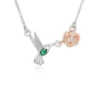 Imrsanl Hummingbird Cremation Jewelry Rose Flower Urn Necklaces for Ashes for Women Men Memorial Keepsake Ash Pendant of Loved Ones, Stainless Steel, No Gemstone