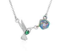 Imrsanl Hummingbird Cremation Jewelry Rose Flower Urn Necklaces for Ashes for Women Men Memorial Keepsake Ash Pendant of Loved Ones, Stainless Steel, No Gemstone