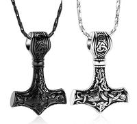 Imrsanl Nordic Viking Mjolnir Thor Hammer Cremation Jewelry for Ashes for Women Men Stainless Steel Celtic Knot Urn Necklace Pendant for Ashes Holder Keepsake Memorial Jewelry, metal, stainless-steel