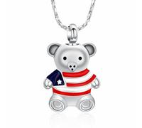Imrsanl Teddy Bear Cremation Jewelry Urn Necklace for Ashes for Men Women Keepsake Memorial Human Ashes holder, Stainless Steel, No Gemstone