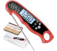 ImSaferell Instant Read Meat Thermometer Grill and Cooking, Fast & Precise Digital Food Thermometer Backlight, Magnet, Calibration, and Foldable Probe Kitchen, Grilling and BBQ!…, Red - Black