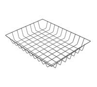 Imslery Wire File Basket for Desk Accessories - Extra Large Tapered Open Frame Organizer for A4, Letter Size, Magazines & Folders - Glossy Black Iron Desktop Tray for Office,School & Home