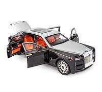 imtfzct 1/18 Rolls Royce Phantom model car, alloy die-casting collectible trolley toy car, classic two-door model car, logo foldable, gift (silver)