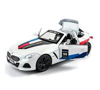 imtfzct 1:24 BMW Z4 MotorSport Livery Diecast Zinc Alloy Collectible Model Car, Multi-Mode Light & Sound Pull Back Roadster Vehicle, Decorative Race Car Model for Automotive Collectors White