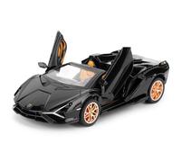 imtfzct 1/32 Lamborghini Sian Roadster Alloy Car Model, Pullback Toy Car with Sound and Light Functions, Suitable for Collectible Car Models, Children's Gift (Black)