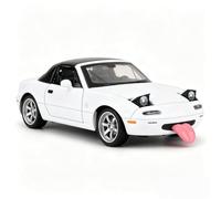 imtfzct 1/32 Mazda MX-5 NA Miata Diecast Car, Classic JDM Convertible Toy, Pop-up Headlight, Pull Back with Light & Sound, Detachable Top, Open Doors, Collectible Gift for Car Fans & Children，White