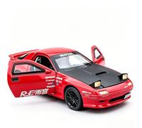 imtfzct 1/32 Scale Mazda RX7 FC Diecast Model Car, Pull Back Toy with Light Sound, Open Doors Alloy Sports Car, JDM Collectible Gift (red