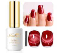 Imtiti Cat Eye Gel Nail Polish, 15ml Blood Red Crystal Glitter Cat Eye Gel Polish With Magnet Magnetic Gel Nail Polish Holographic Galaxy Sparkly Soak Off UV Led Manicure Nail Salon Kit