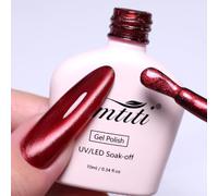 Imtiti Dark Red Cat Eye Gel Nail Polish, 10ML Self-Leveling Soak Off UV LED Nail Gel, Chip Resistant Long Lasting 28+ Days Vibrant Soft Fog Nail Art Gel