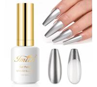 Imtiti Gel Nail Polish, 1 Pcs 0.5 Fl Oz Silver Metallic Chrome Mirror Effect Soak Off UV LED Gel Polish for DIY Home Salon Manicure