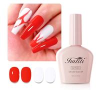 Imtiti Gel Nail Polish Kit, 2 Pcs 10ML Bright Red & White Colors Gel Polish Soak Off UV LED Spring Summer Red Gel Polish Nail Art Manicure Salon DIY Design Gel Nail Kit