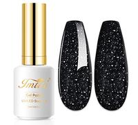 Imtiti Glitter Gel Nail Polish - 1 Pcs 0.5 Fl Oz Black Soak Off LED UV Polish for DIY Nail Art, Manicure Salon Kit for Women Girls