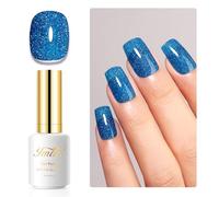 Imtiti Glitter Gel Nail Polish, 15ML Sky Blue Iridescent Glitter Gel Polish Soak Off LED UV Diamond Sparkle Nail Gel Polish DIY Nail Art Starter Manicure Salon Gel Nail Polish Kit