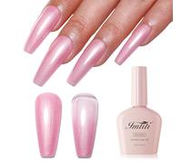 Imtiti Glitter Gel Nail Polish, Light Pink Pearl Glitter Nail Gel Polish Diamond Shimmer Sparkle Soak Off UV LED Spring Summer Manicure 10ml