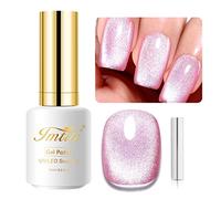 Imtiti Hot Pink Gel Nail Polish, 0.5 fl oz Holographic 9D Cat Eyes Glitter Magnetic Gel Polish with Magnetic Stick for Nail Salon