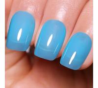 Imtiti Jelly Ocean Blue Gel Nail Polish, 15ML Sheer Peacock Blue Color UV/LED Soak Off Sky Blue Gel Polish for DIY Nail Art Manicure at Home 1Pcs