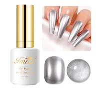 Imtiti Metal Silver Gel Polish, 15ml Bottles Silver Metallic Nail Art 3D Mirror Chrome Effect Gel Nail Polish Glossy Soak Off UV/LED Gel for DIY Nail Art Manicure 1Pcs