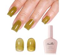 Imtiti Olive Green Jelly Gel Nail Polish, Army Green Sheer Translucent UV Gel Polish for Nail Art Soak off UV Led 10ML