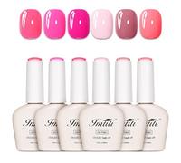 Imtiti Pink Gel Polish Set, 6 Pcs 10ml Same Color Same Bottle Cap Gel Nail Polish Set, Long Lasting 28+ Days, Self-Leveling & Chip-Resistant Nail Art Manicure Salon DIY at Home, Bright Pink(10ml*6)