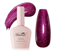 Imtiti Plum Glitter Gel Nail Polish 10ML Dense Sparkle Holographic Mauve Wine UV LED Soak Off Long Lasting 28+ Days High Gloss Salon Quality Nail Art for Women Girls Gift 0.34 fl oz
