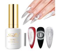 Imtiti Silver Holographic Glitter Cat Eye Gel Polish, 15ML with Magnet, UV LED Magnetic Gel Nail Polish, Clear Galaxy Sparkly Home DIY Manicure Nail Salon Kit